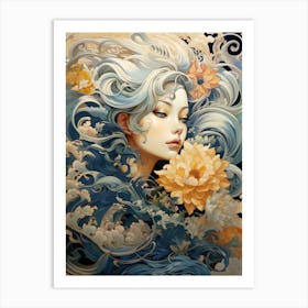 Woman With Flowers 12 Art Print