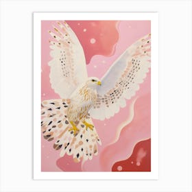 Pink Ethereal Bird Painting Hawk Art Print