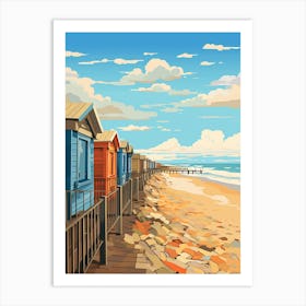 Southwold Beach Suffolk Mediterranean Style Illustration 3 Art Print