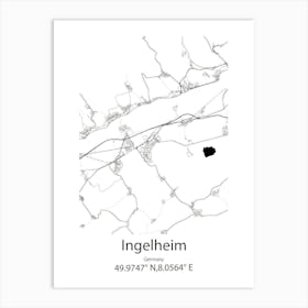 Ingelheim,Germany Minimalist Map Art Print