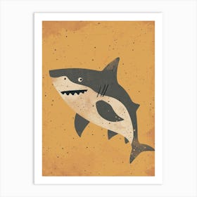 Cute Storybook Style Shark Muted Pastels 1 Art Print