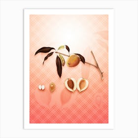 Peach Vintage Botanical in Peach Fuzz Tartan Plaid Pattern n.0100 Art Print