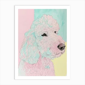 Pastel Spanish Water Dog Line Illustration 2 Art Print