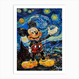 Mickey Mouse In Starry Night Art Print