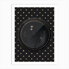 Shadowy Vintage Snowbell Botanical in Black and Gold Art Print