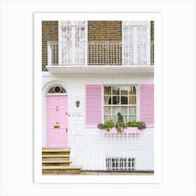 Pastel Pink Door London Art Print