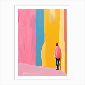 Man Looking At A Colorful Wall Art Print