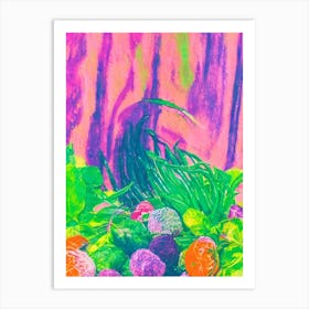 Green Beans Risograph Retro Poster vegetable Art Print