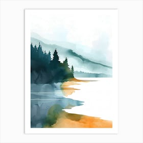 Watercolor Of A Lake Art Print