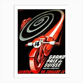 1946 Swiss Grand Prix Motorcycle Racing Poster Art Print