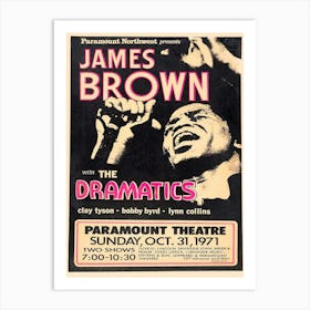 Tallenge James Brown Paramount Theatre 1971 Vintage Music Concert Poster Art Print