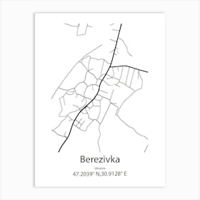 Berezivka,Ukraine Minimalist Map Art Print