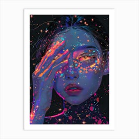 Girl With Stars On Her Face Art Print