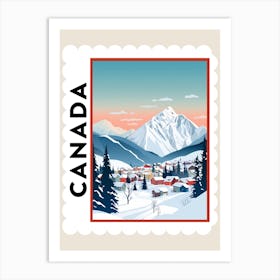 Retro Winter Stamp Poster Banff Canada 2 Art Print