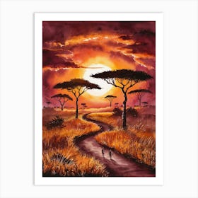 Sunset In The Savannah 3 Art Print