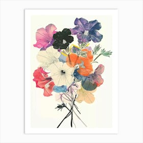 Petunia Collage Flower Bouquet Art Print