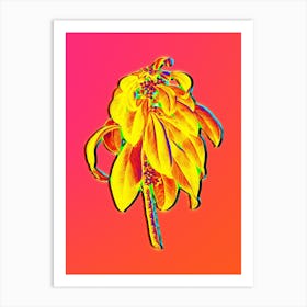 Neon Spurge Laurel Weeds Botanical in Hot Pink and Electric Blue n.0518 Art Print