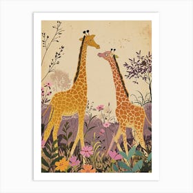 Lilac Giraffe Watercolour Style Illustration 10 Art Print