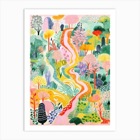 Giverny Gardens Abstract Riso Style 1 Art Print