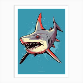 A Great Hammerhead Shark In A Vintage Cartoon Style 1 Art Print