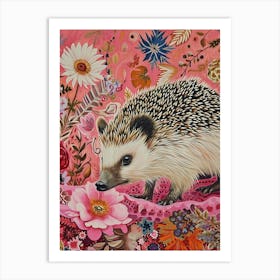 Floral Animal Painting Hedgehog 5 Art Print