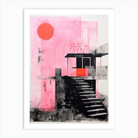 A House In Kyoto, Abstract Risograph Style 4 Art Print