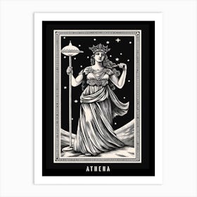 Athena Tarot Card B&W Art Print