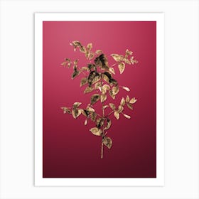 Gold Botanical Tree Fuchsia on Viva Magenta n.0421 Art Print
