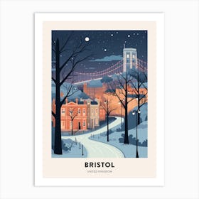 Winter Night  Travel Poster Bristol United Kingdom 1 Art Print