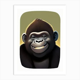 Baby Gorilla Smiling, Gorillas Cute Kawaii 4 Art Print