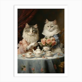 Two Cats At A Medieval Afternoon Tea 2 Art Print