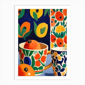 Oranges And Cups Art Print