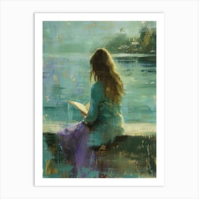 Reading By The Lake 3 Art Print