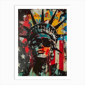 American Liberty Patriotic 4th July Wall Art: Punk Aesthetic Art Print