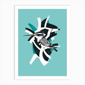 Kingfisher Blue Black Abstract Bird Art Print