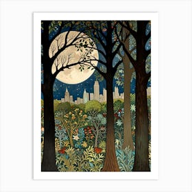 William Morris Full Moon In The Woods 5 Art Print