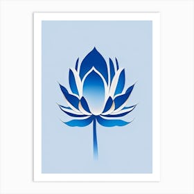 Blue Lotus Retro Minimal 3 Art Print