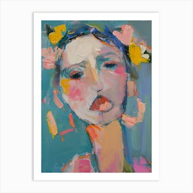 Abstract Of A Woman With Flowers Art Print