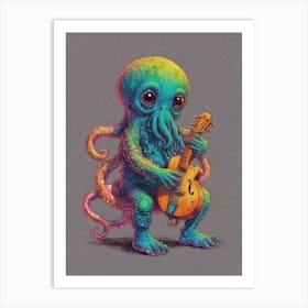 Octopus Playing Guitar 3 Art Print