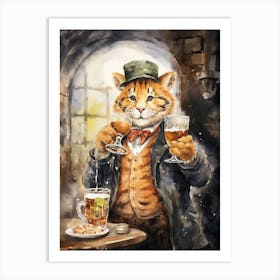 Tiger Illustration Brewing Watercolour 4 Art Print