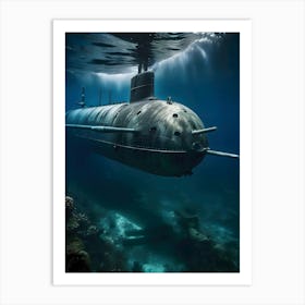 Submarine In The Ocean-Reimagined 43 Art Print