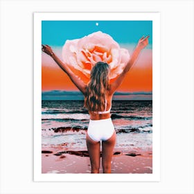 Beach Babe Rose Collage Art Print