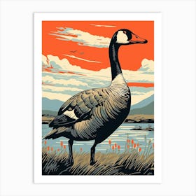 Vintage Bird Linocut Goose 4 Art Print