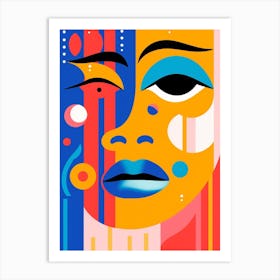Block Colour Abstract Face 2 Art Print
