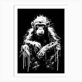 Thinker Monkey Grunge Graffiti Style 1 Art Print