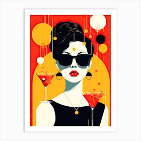 Red Martini Girl Art Print