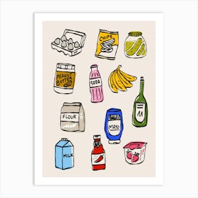 Groceries - Funky Food Art Print