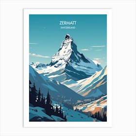 Poster Of Zermatt   Switzerland, Ski Resort Illustration 0 Art Print
