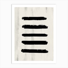 Creme Painting With Black Brushstrokes Art Print