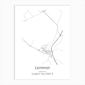 Lemmer,Netherlands Minimalist Map Art Print